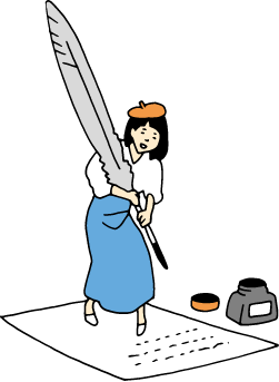 手紙を書く人のイラスト